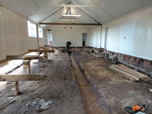The hall during construction